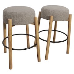 Natalia Barstool in Gray Boucle Fabric 2-Piece Set