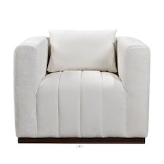 Mid-Century Modern Upton Lounge Chair in Ivory with 1 Toss Pillow