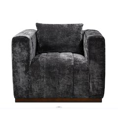 Mid-Century Modern Upton Lounge Chair in Prism Black with 1 Toss Pillow