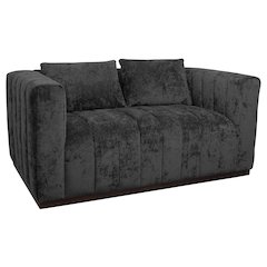 Mid-Century Modern Upton Loveseat in Prism Black with 2 Toss Pillows