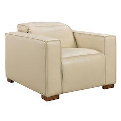 Riseholme Reclining Lounge Chair in Beige Full-Leather