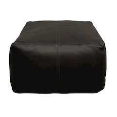 Mid-Century Java Leather Pouf in Antique Black