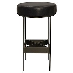 Emmett Bar Stool in Antique Black Leather