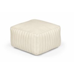Brie Leather Pouf - Ivory