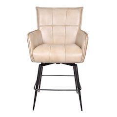 Gabriel Genuine Leather Counter Swivel Chair in Stone