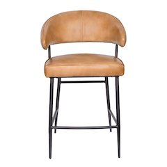 Barrett Genuine Leather Counter Chair in Caramel