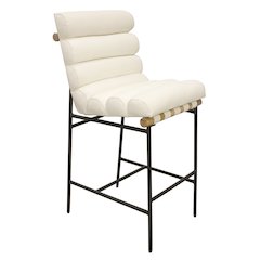 Layla Bar Stool in Ivory Leather