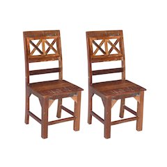 2-Piece Set: Trinidad Dining Chairs in Natural Finish on Reclaimed Wood