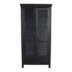 Jenna Louvered Doors Armoire In Charcoal Finish