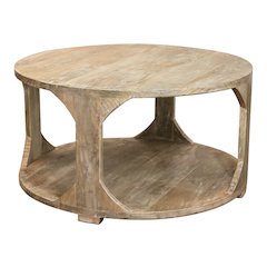 Jenna Round Cocktail Table with Shelf