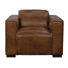 Riseholme Reclining Lounge Chair with Black Legs and Tan Full-Leather