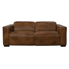 Riseholme Reclining Sofa withBlack Legs and Tan Full-Leather