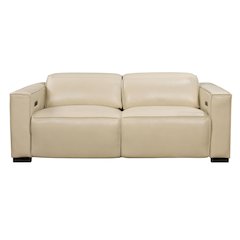Riseholme Reclining Sofa with Black Legs and Beige Full-Leather