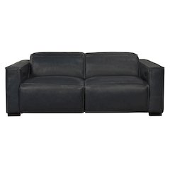 Riseholme Reclining Sofa with Black Legs and Blue Full-Leather