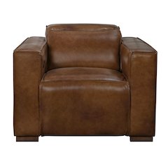 Riseholme Reclining Lounge Chair with Barista Brown Legs and Tan Full-Leather