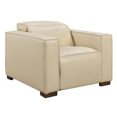 Riseholme Reclining Lounge Chair with Barista Brown Legs and Beige Full-Leather