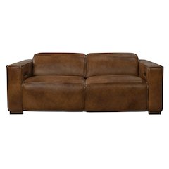 Riseholme Reclining Sofa with Barista Brown Legs and Tan Full-Leather