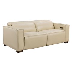 Riseholme Reclining Sofa with Barista Brown Legs and Beige Full-Leather