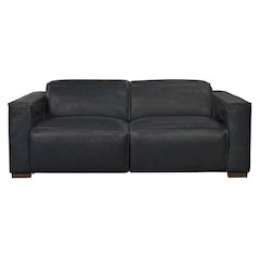 Riseholme Reclining Sofa with Barista Brown Legs and Blue Full-Leather