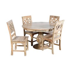 Jenna 48" Round Table with 2 sets of Solid Wood Chairs