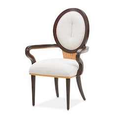 Camellia Field Dining Arm Chair, Set of 2 - Linen/Warm Pecan