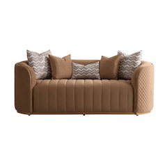 Ariana Velvet Loveseat - Caramel/Gold