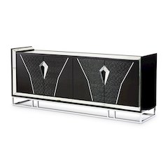 Carmela Console Table - Glossy Charcoal Sand