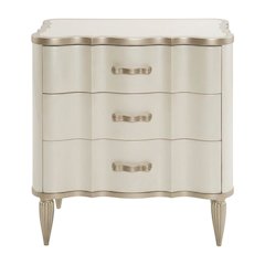 Creamy Pearl Nightstand with Marble Top and Poplar Wood Finish