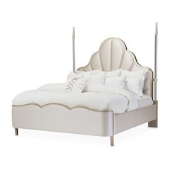 Malibu Crest Eastern King Scalloped Poster Bed - Chardonnay