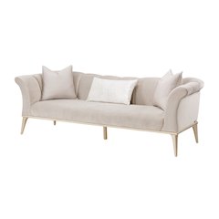Beige Velvet Sofa for Living Room – Elegant 3 Seater 100 Inch Couch