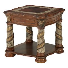 Classic Chestnut Finish Square End Table for Living Room – Solid Wood Design