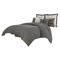 Fusion 7 Pc Queen Duvet Set - Gray