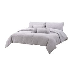 Grant 5-Piece King Linen Duvet Set - Charcoal