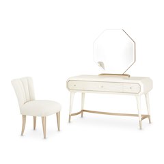 La Rachelle Vanity Set with Mirror & Chair - Champagne