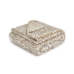 Snow Leopard 54"x72" Faux-Fur Throw - Natural