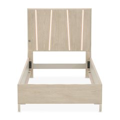 Lotus Bay Twin Panel Bed with LED Lights - Sand