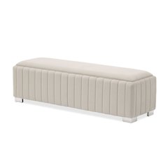 Amaryllis Velvet Accent Bench - Taupe/Chrome