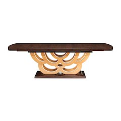 Camellia Field Rectangular Pedestal Dining Table - Warm Pecan