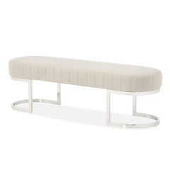 Orchid Velvet Accent Bench - Gray/Chrome