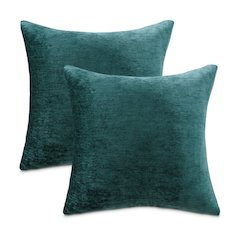 The Smith 20" Square Chenille Pillow, Set of 2 - Teal