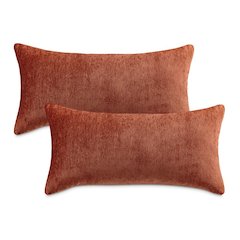 The Smith 13"x24" Oblong Chenille Pillow, Set of 2 - Sienna