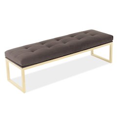 Dahlia Velvet Accent Bench - Chocolate/Gold