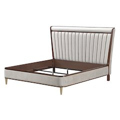 Houston Eastern King Channel Tufted Panel Bed - Porcini/Walnut