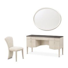 Fantosini Vanity Set with Mirror & Chair - Silver Mist