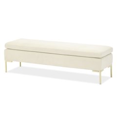 Zennia Velvet Accent Bench - Ivory/Gold