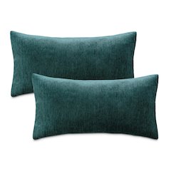 The Smith 13"x24" Oblong Chenille Pillow, Set of 2 - Teal