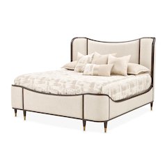 Camellia Field King Upholstered Bed - Warm Pecan