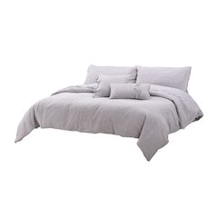 Grant 5-Piece Queen Linen Duvet Set - Charcoal