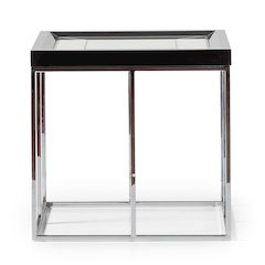 Carmela End Table - Glossy Charcoal Sand