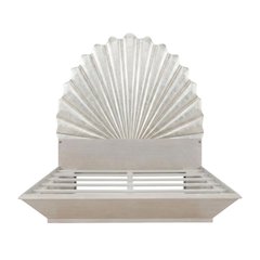 King Fan Bed in Silver Leaf for Elegant Bedroom Decor